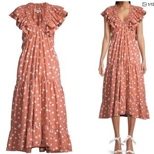 NWT Roller Rabbit Polka Dot Ondine Ruffle V-Neck Mini Dress Small